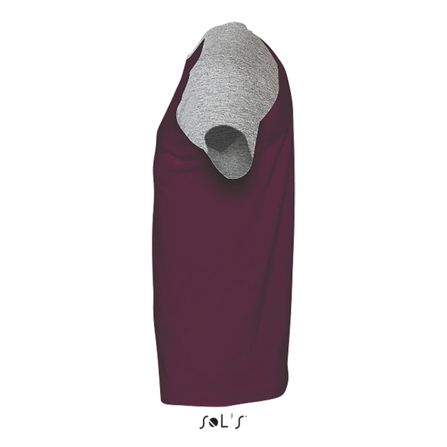 Sol's funky - men's 2-colour raglan sleeves t-shirt culoare grey melange/burgundy marimea 2xl