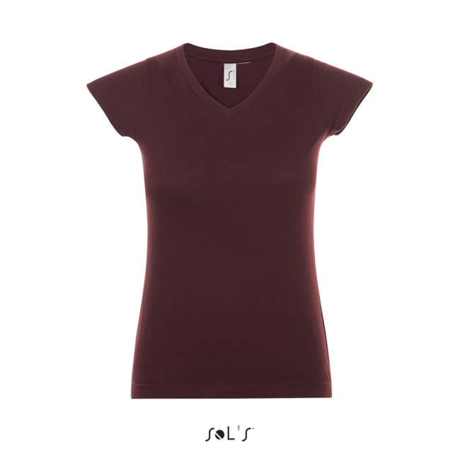 Sol's moon - women’s v-neck t-shirt culoare oxblood marimea m