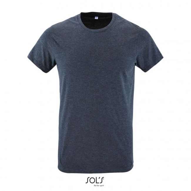 Sol's regent fit - men’s round neck close fitting t-shirt culoare heather denim marimea s