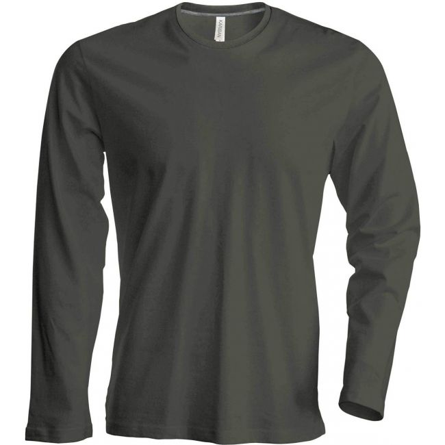 Men's long-sleeved crew neck t-shirt culoare dark khaki marimea l