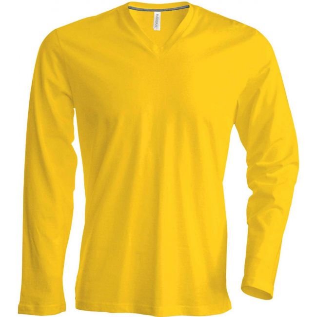 Men's long-sleeved v-neck t-shirt culoare yellow marimea 2xl