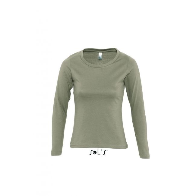 Sol's majestic - women's round collar long sleeve t-shirt culoare khaki marimea 2xl