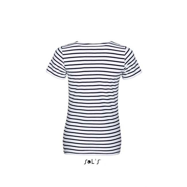 Sol's miles women - round neck striped t-shirt culoare white/navy marimea 2xl