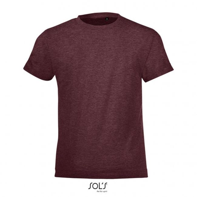 Sol's regent fit kids - round neck t-shirt culoare heather oxblood marimea 2a