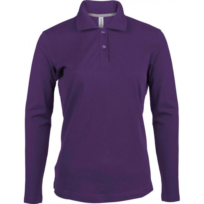 Ladies' long-sleeved polo shirt culoare purple marimea l