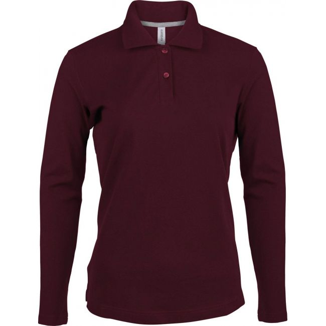 Ladies' long-sleeved polo shirt culoare wine marimea l