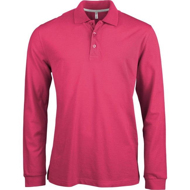 Men's long-sleeved polo shirt culoare fuchsia marimea 3xl