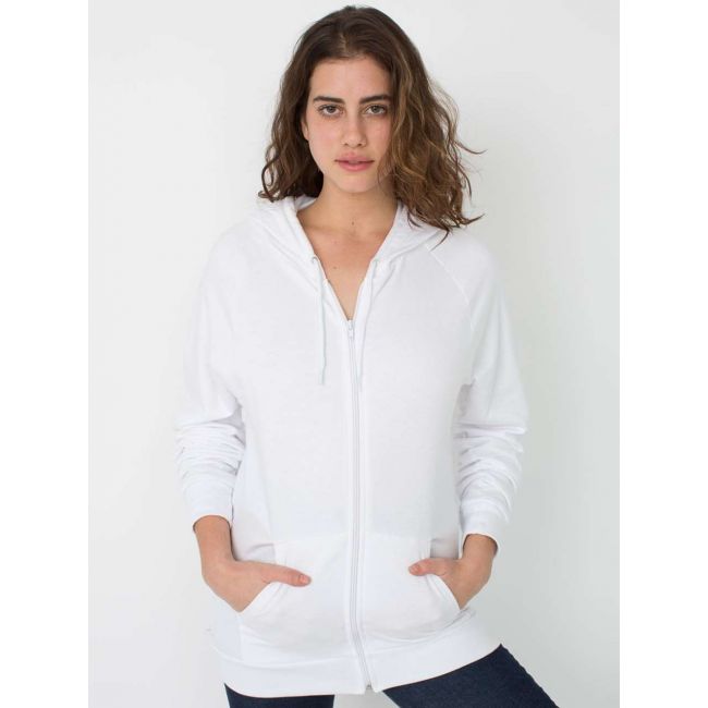 Unisex california fleece zip hooded sweatshirt culoare white marimea 2xl