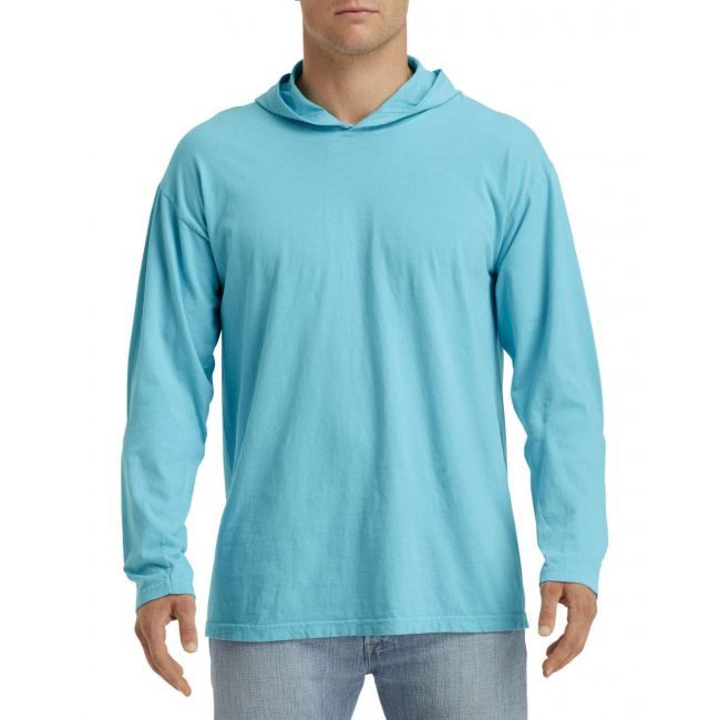 Adult heavyweight long sleeve hooded tee culoare lagoon blue marimea xl