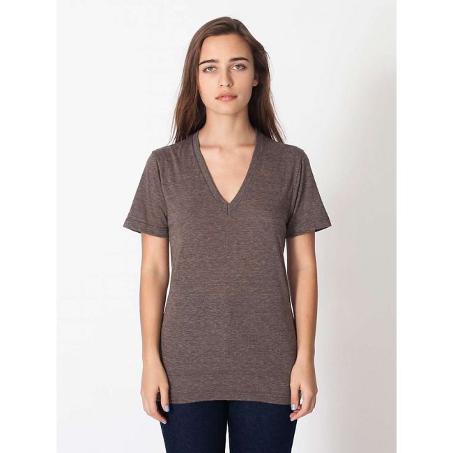 Unisex tri-blend short sleeve v-neck t-shirt culoare tri-coffee marimea xs