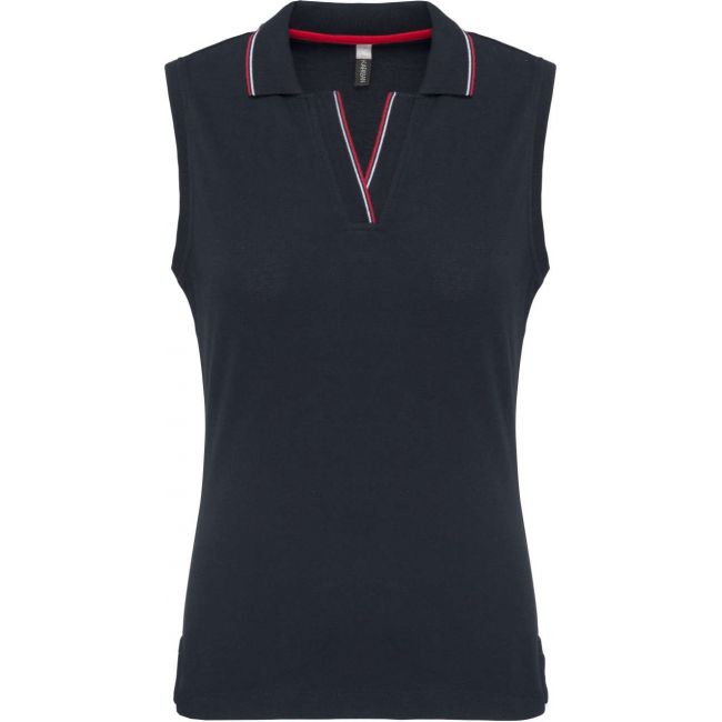 Ladies' sleeveless polo shirt culoare navy/red/white marimea xl