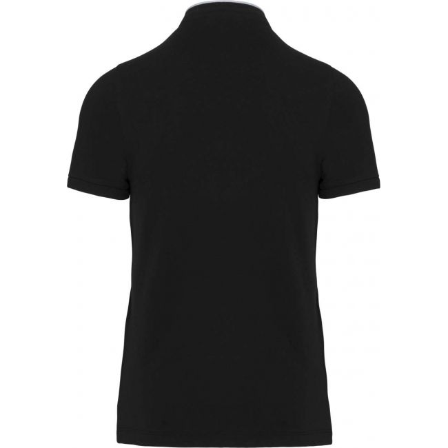 Men's short sleeve polo shirt with mandarin collar culoare black/oxford grey marimea xs