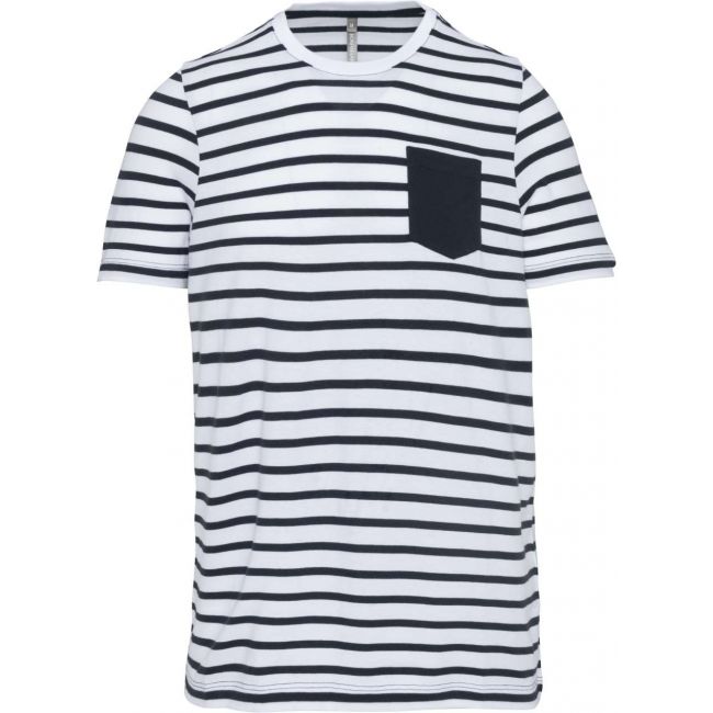 Kids' striped short sleeve sailor t-shirt with pocket culoare striped white/navy marimea 4/6