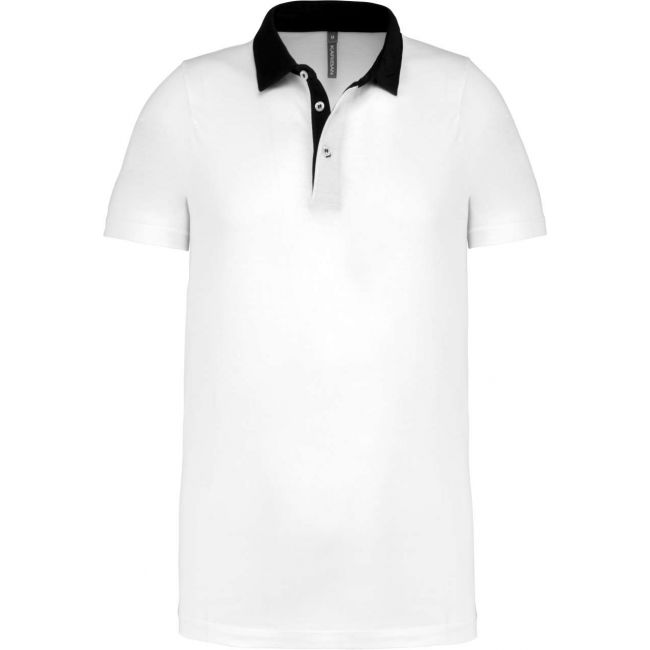 Men's two-tone jersey polo shirt culoare white/navy marimea m