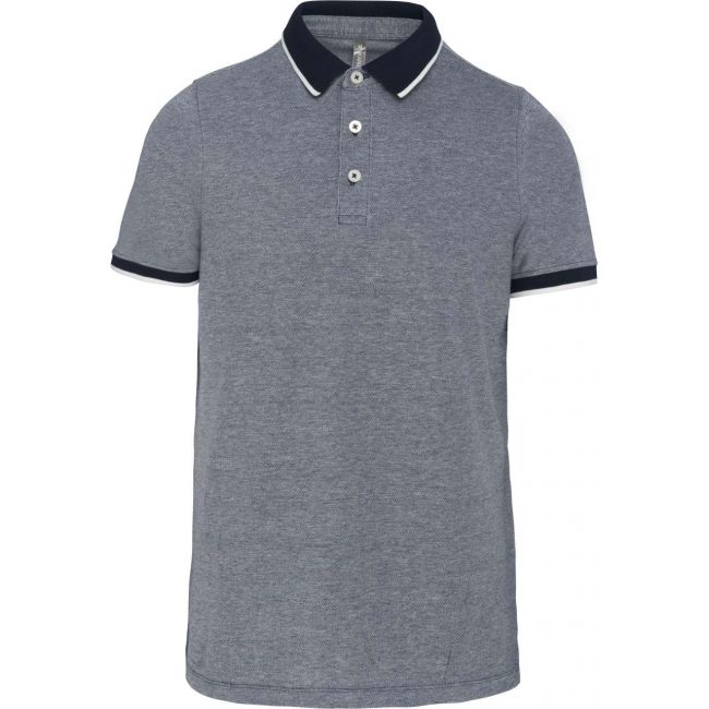 Men's two-tone marl polo shirt culoare marl navy marimea m