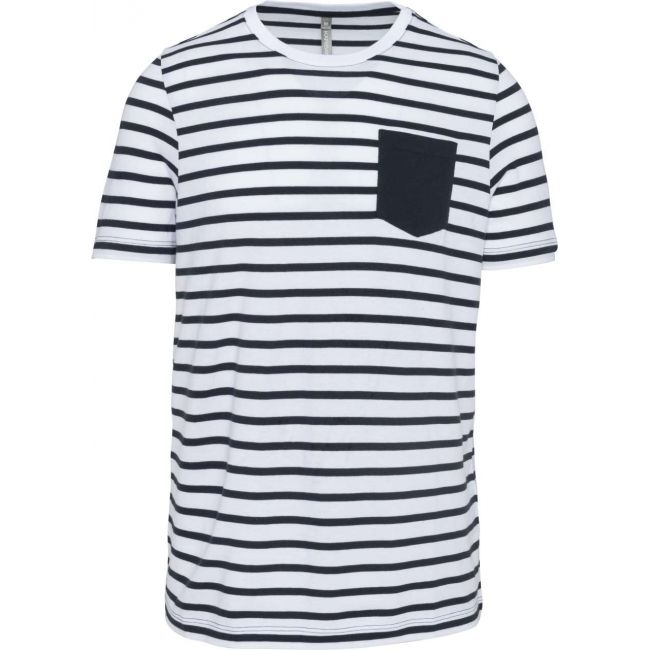 Striped short sleeve sailor t-shirt with pocket culoare striped white/navy marimea xl