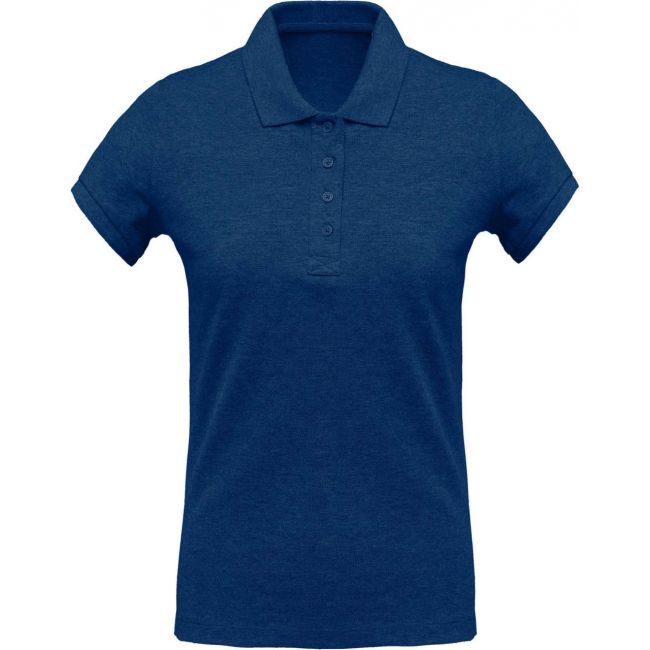 Ladies’ organic piquÉ short-sleeved polo shirt culoare ocean blue heather marimea xs