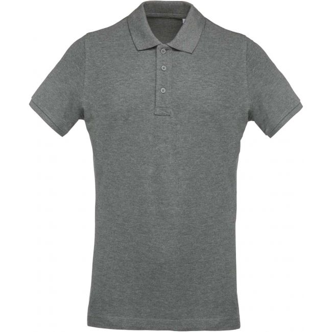 Men's organic piquÉ short-sleeved polo shirt culoare grey heather marimea m