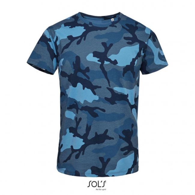 Sol's camo men - round collar t-shirt culoare blue camo marimea 2xl