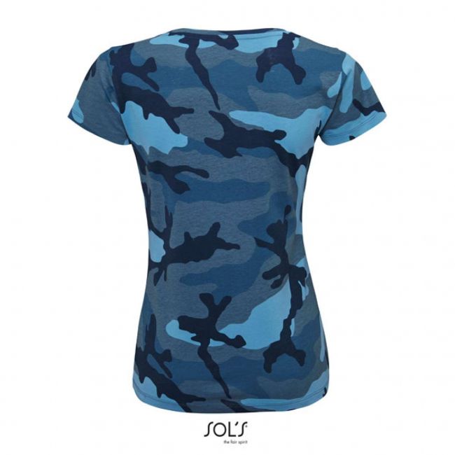 Sol's camo women - round collar t-shirt culoare blue camo marimea 2xl