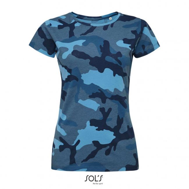 Sol's camo women - round collar t-shirt culoare blue camo marimea s