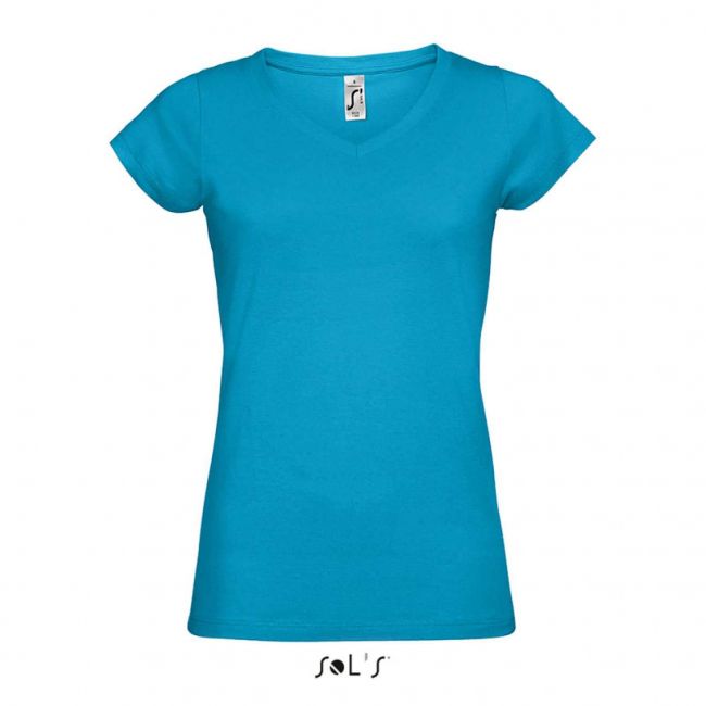 Sol's moon - women’s v-neck t-shirt culoare aqua marimea xl