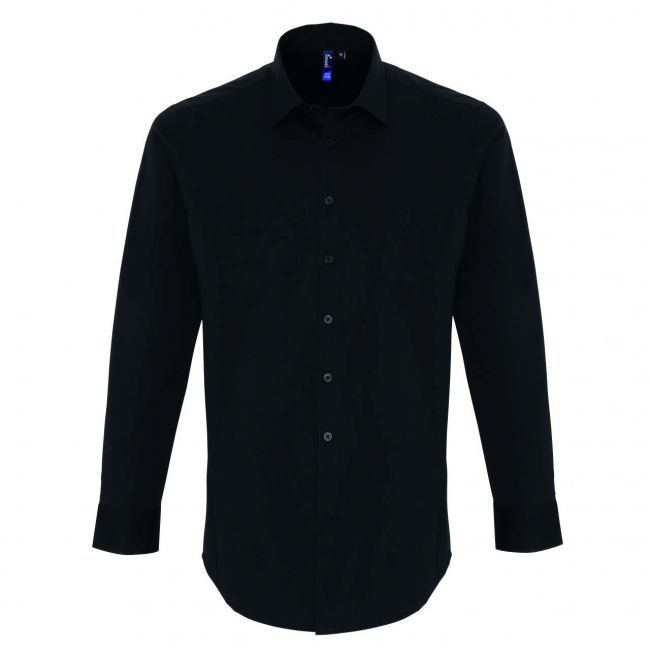 Men's stretch-fit cotton poplin long sleeve shirt culoare black marimea 2xl