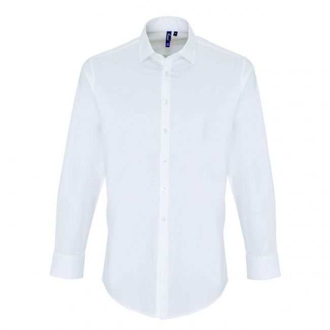 Men's stretch-fit cotton poplin long sleeve shirt culoare white marimea xs