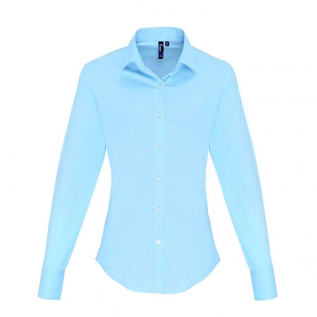 Women's stretch-fit cotton poplin long sleeve shirt culoare pale blue marimea 3xl