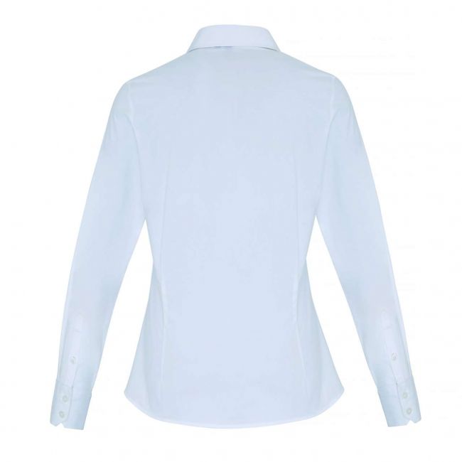 Women's stretch-fit cotton poplin long sleeve shirt culoare white marimea l