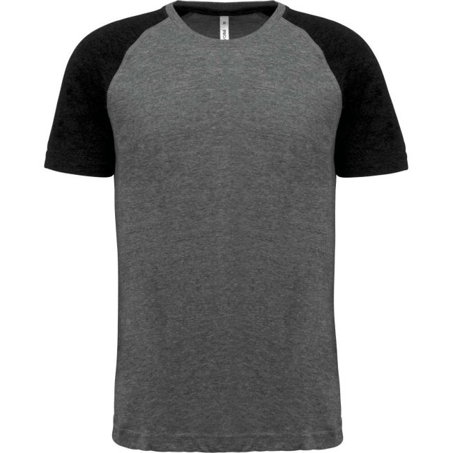 Adult triblend two-tone sports short-sleeved t-shirt culoare grey heather/black heather marimea 3xl