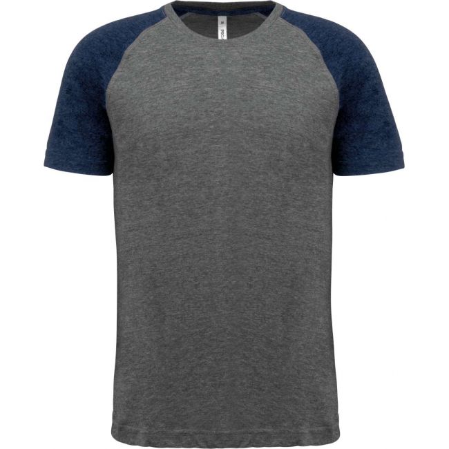 Adult triblend two-tone sports short-sleeved t-shirt culoare grey heather/sporty navy heather marimea l