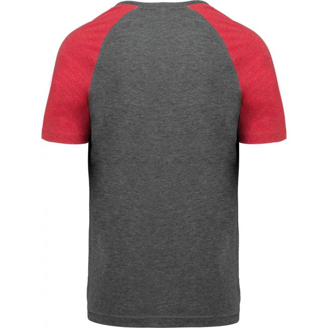 Adult triblend two-tone sports short-sleeved t-shirt culoare grey heather/sporty red heather marimea xl