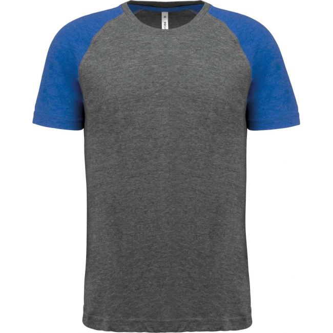 Adult triblend two-tone sports short-sleeved t-shirt culoare grey heather/sporty royal blue heather marimea 3xl