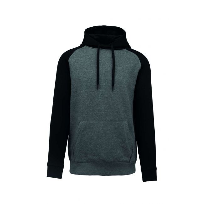 Adult two-tone hooded sweatshirt culoare grey heather/black marimea xs