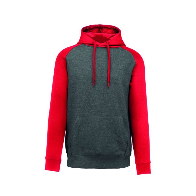 Adult two-tone hooded sweatshirt culoare grey heather/sporty red marimea 2xl