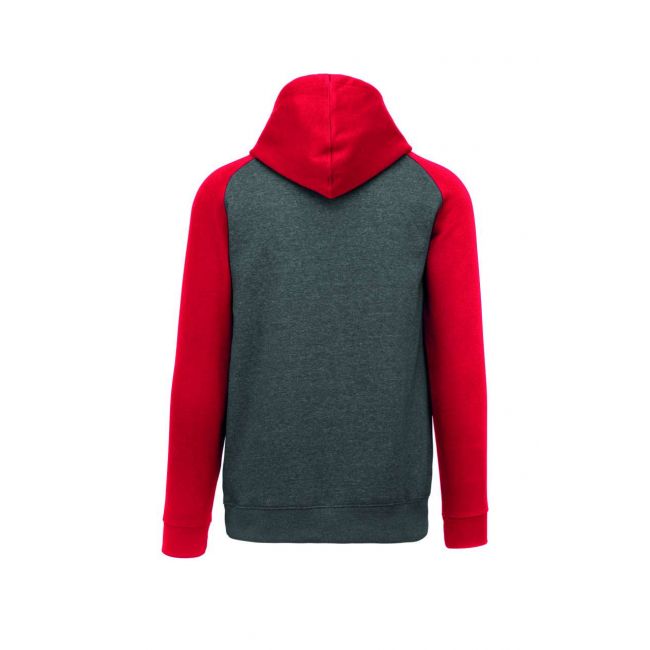 Adult two-tone hooded sweatshirt culoare grey heather/sporty red marimea s