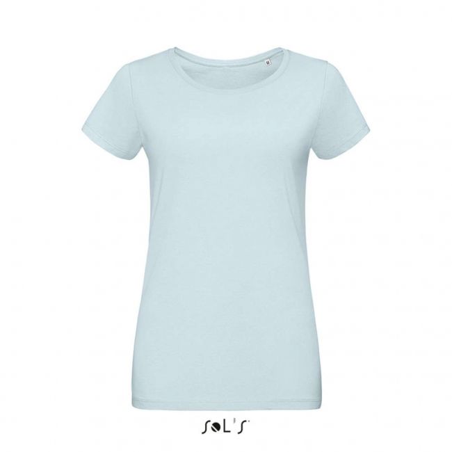 Sol's martin women - round-neck fitted jersey t-shirt culoare creamy blue marimea s