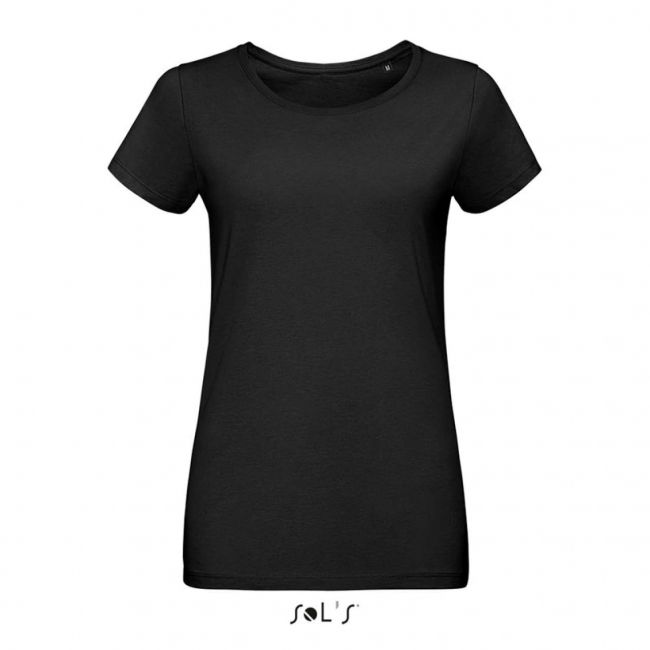 Sol's martin women - round-neck fitted jersey t-shirt culoare deep black marimea xs