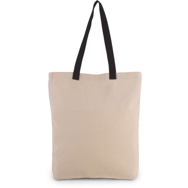 Shopper bag with gusset and contrast colour handle culoare natural/black marimea u