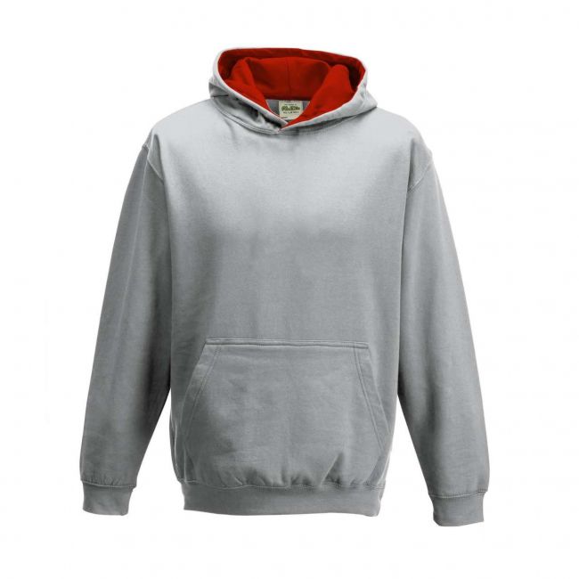 Kids varsity hoodie culoare heather grey/fire red marimea 12/13