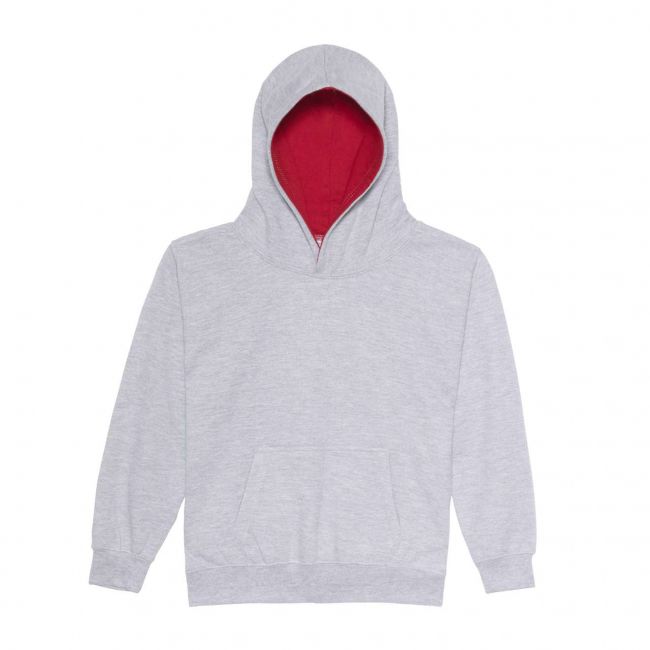 Kids varsity hoodie culoare heather grey/fire red marimea 12/13