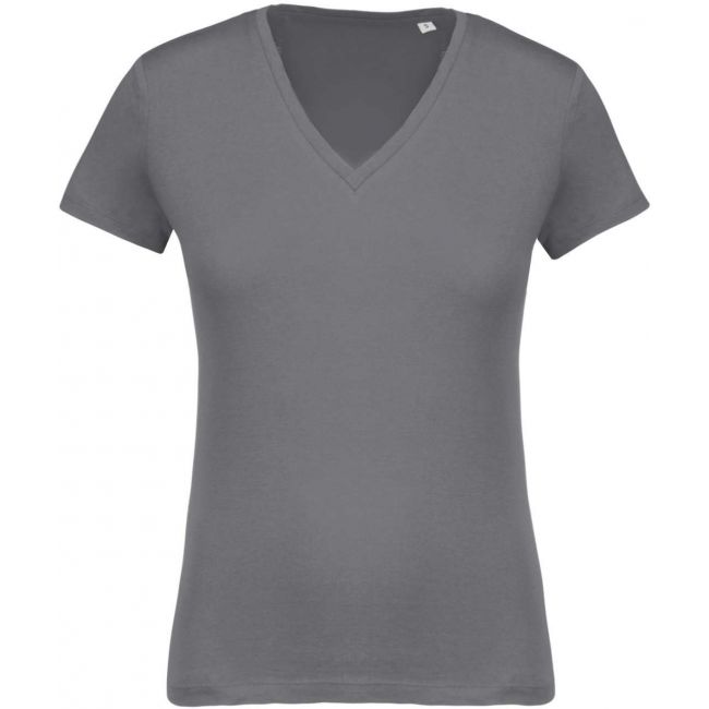 Ladies’ organic cotton v-neck t-shirt culoare storm grey marimea s