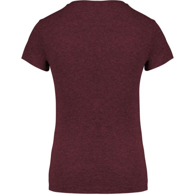 Ladies’ organic cotton v-neck t-shirt culoare wine heather marimea 2xl