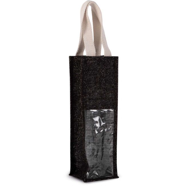 Jute bottle bag culoare black/silver marimea u