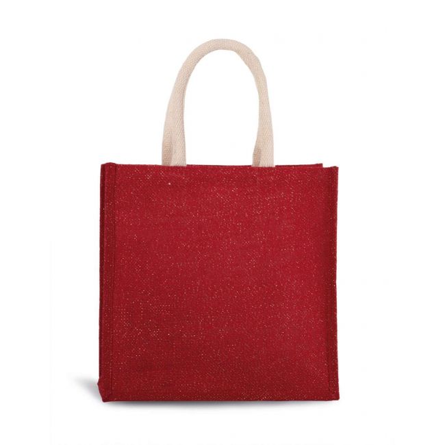 Jute canvas tote - large culoare cherry red/gold marimea u