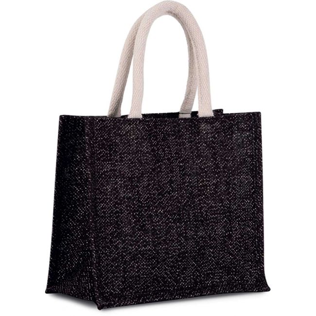 Jute canvas tote - medium culoare black/silver marimea u