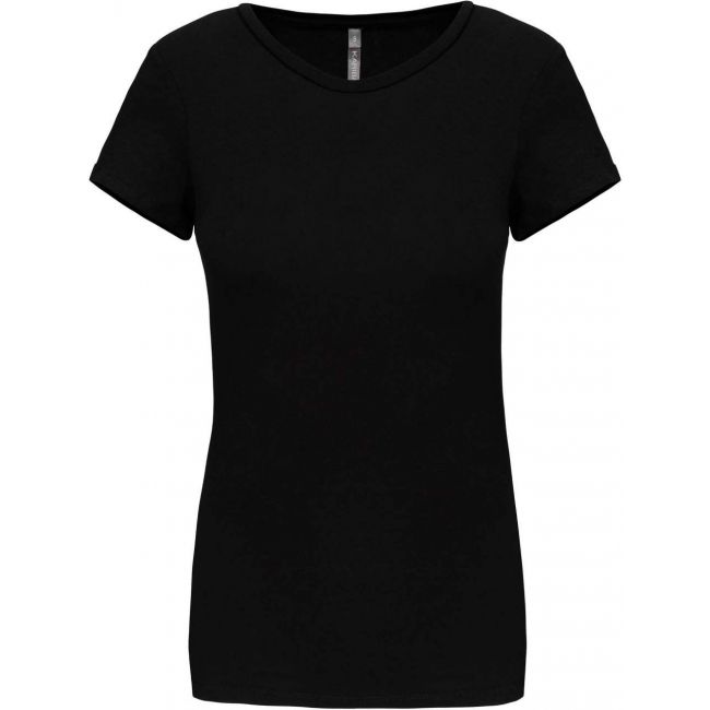 Ladies' short-sleeved crew neck t-shirt culoare black marimea s