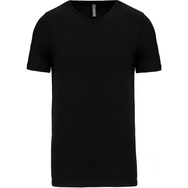 Men's short-sleeved v-neck t-shirt culoare black marimea 3xl