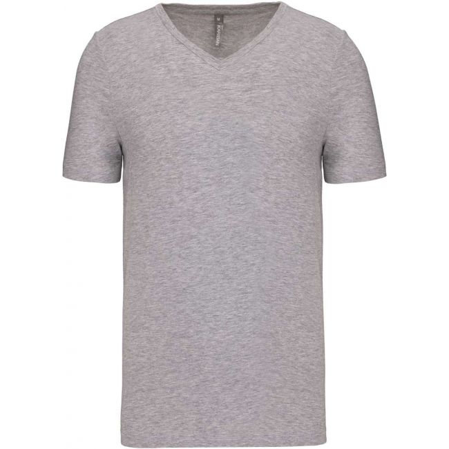 Men's short-sleeved v-neck t-shirt culoare light grey heather marimea xl